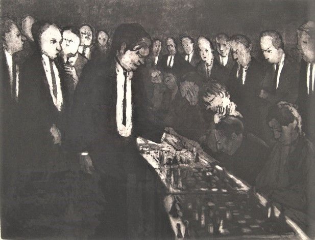 willy belinfante  simultaan schaken  ets  x 65 cm.  1770