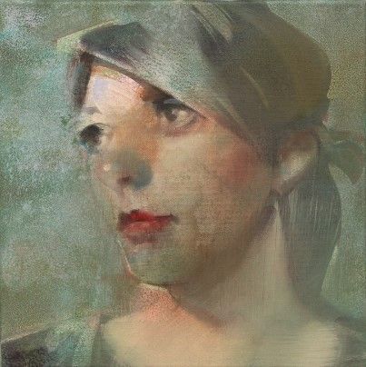 MARTIN KOOLE  Portret jonge vrouw  acryl x50 cm. 3739