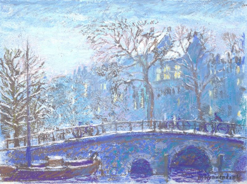  Winters Amsterdam  monotype pastel  x 25 cm. 450 00 3934
