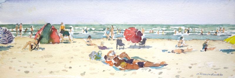 Zonnig strand  aquarel 5 x 49 cm. 775 00 3936
