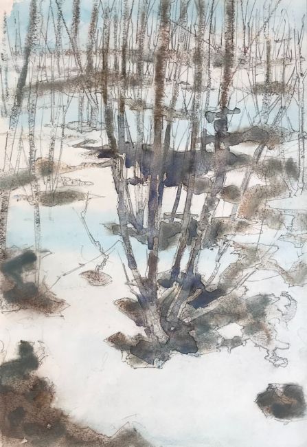 10 Smeltende sneeuw  voorstudie  aquarel x 20 cm. 350 00 4017