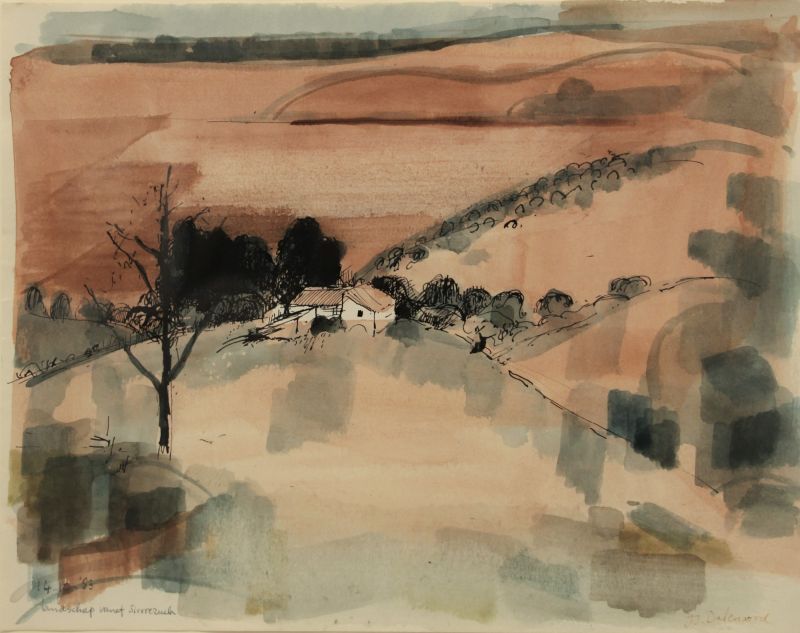 JENNY DALENOORD   Landschap vanaf Sierrazuela   aquarel  47x57 cm.    550 00 4061