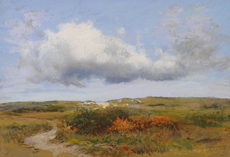 Gerard Huysman Titel  Wolkenlucht Zeeland techniek pastel28x44cm. 