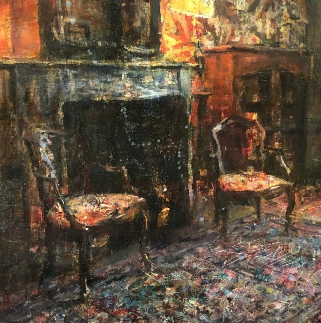 HANNEKE NATEROP  Bedtijd  olieverf op paneel  x 50 cm. 1875 00 5323