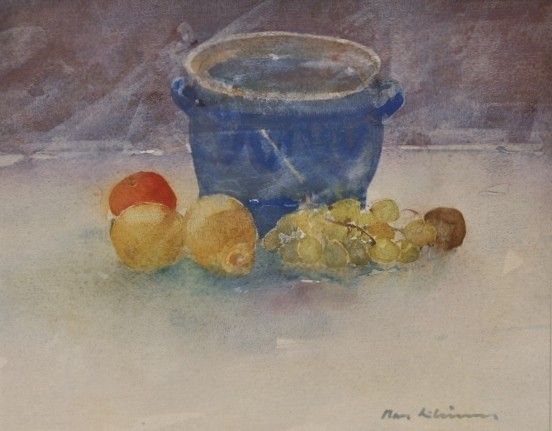 keulse pot met fruit  aquarelx60 cm. zonder lijst  1050 00   674